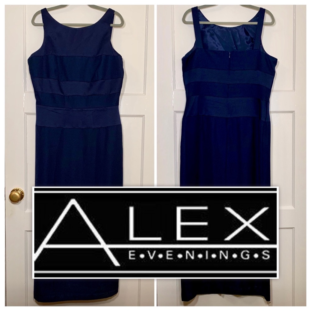 Alex Evenings Sleeveless Navy Blue Dress